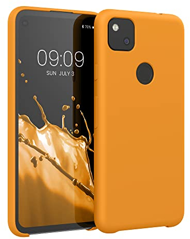 kwmobile Hülle kompatibel mit Google Pixel 4a Hülle - Silikon Handy Case - Handyhülle weiche Oberfläche - kabelloses Laden - Apricot