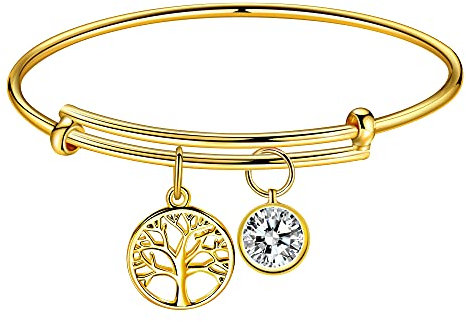 J.Endéar ZENI Lebensbaum Armband Gold AAAAA Zirkonia Anhänger Verstellbarer Armreif Geburtstag Valentinstag Muttertags Geschenk für Damen, mit Schmuck Schatulle