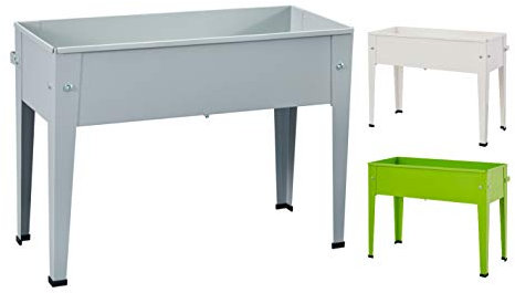 Mini Hochbeet | Metall | pulverbeschichtet | 60x27x45 cm | tolles Kräuterbeet – Pflanzkübel für Balkone & Terrassen | platzsparend (hell-grau)