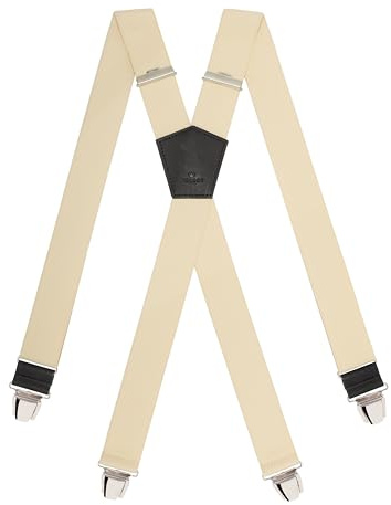 PIERROT Bretelles Homme Larges Premium Made in France - Taille Unique Ajustable - Elastique Renforcé et Finitions en Cuir - 4 Pinces Ultra Fortes en X - Garantie à vie