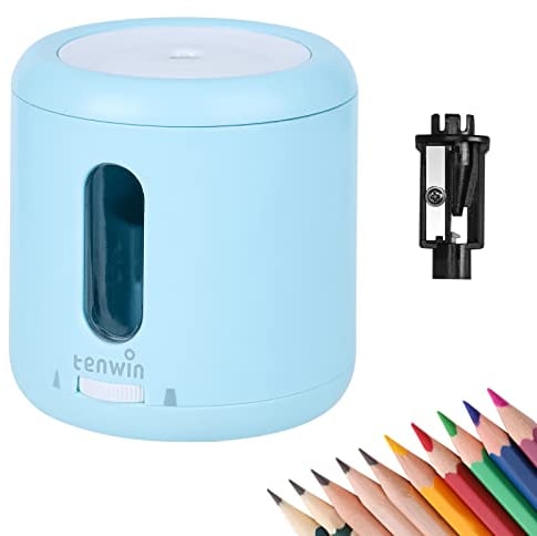 tenwin Elektrischer Bleistiftspitzer, Klassenzimmer-Bleistiftspitzer Durchmesser 6-8 mm, schnelles Schärfen, USB- oder batteriebetriebener automatischer Bleistiftspitzer für Schule/Zuhause/Büro/Studio
