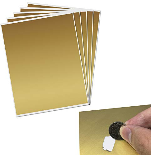 DIY Groß Rubbel Etiketten Rubbellos Aufkleber, Scratch Sticker - Gold, 5 Blätt