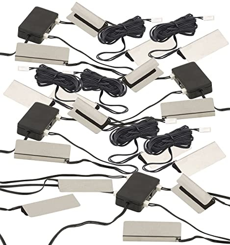 Lunartec Glasregalbeleuchtung: 4er-Set LED-Glasbodenbeleuchtungen, 16 Klammern mit 48 LEDs (Glasplattenbeleuchtungen, Boden-Beleuchtung, Lichtleiste)