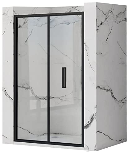VBChome Faltbar Dusche 100x195cm Schwarze Aluminiumprofile Duschtüren Duschabtrennung Klarglas Duschwand Duschkabine