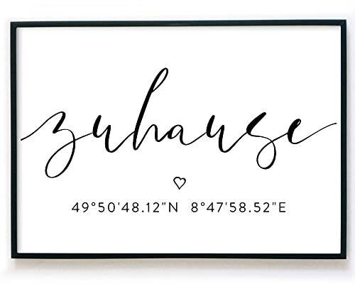 Koordinaten Poster Personalisiertes Geschenk – Familienposter Lieblingsort, Zuhause Bild – Geschenkidee Umzug, Neubau, Eigenheim, Bauplatz, Einzugsgeschenk, Richtfest, Weihnachtsgeschenk, Geburtstag