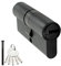 Bwintech 1 Stück 35/35mm Euro Messingzylinder, 70mm Schlüssel/Schlüsselzylinderschloss mit 5 horizontalen Messingschlüsseln,Anti Picking,Anti Bohr,Anti Snap,Anti Bumping, schwarze Oberfläche