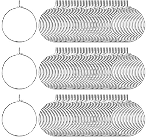 Prasacco 100 Pieces Earring Hoops for Jewelry Making, Ear Wine Glass Stainless Steel Hoop Earring Pin DIY Earrings Wires Findings for Women Hoop Earrings Making (20mm)