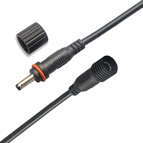 AsanWise IP67 wasserdichtes DC-Verlängerungskabel, 5 m, 1,35 mm x 3,5 mm, DC-Verlängerungskabel, Schwarz