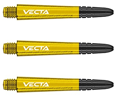 WINMAU Dart Shaft - Vecta Polycarbonat Dartschäfte - 1 Set pro Packung (insgesamt 3 Dart-Schäfte) - Professionelles Dartzubehör - Gelb & Schwarz Intermediate Schäfte