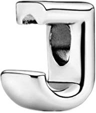 GHMIOU Buchstaben Charms 925 Sterling Silber Alphabet Charm Anhänger für Europäischen Armband Halskette (J)