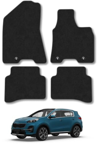 Fits Kia Sportage (2016-2022) Carpet Car Mats | Grey Edge Trim Tailored Fit Floor Mats Full Coverage Protection Accessories Easy Clean Anti Slip Made in the UK