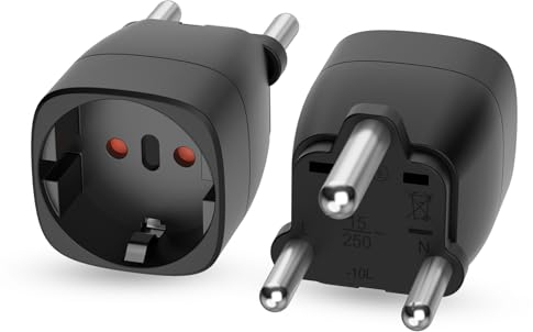 Adaptador de Viaje Tipo M para Sudáfrica - 2 Unidades - Compatible con Mozambique, Bután, Namibia, Botswana - Enchufe de UE a Sudáfrica - Negro