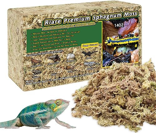 Riare 400g Prämie Sphagnum Moss for Reptiles Natürlich Terrarienmoos Ziegel für Reptilien Lebendes Frösche Schlange Torf Torf Bettzeug Leopard Tiger Schildkröte Annose Orchideen Pflanzen(400g)