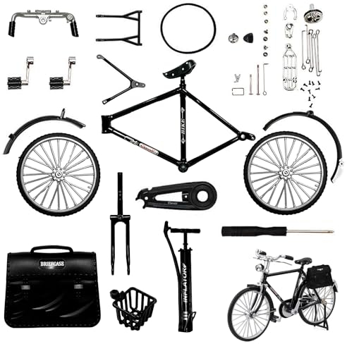 MEMOFYND Kit per bicicletta retrò fai da te 1 pezzo, replica classica di una bicicletta con dito, fornito con pompa, cestino e valigetta, adatto per adulti e bambini