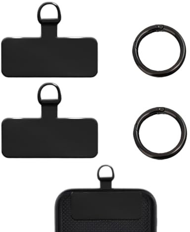 Rhys 2 Piezas Teléfono Parche de Cordón para Teléfono Multifuncional Accesorio de Cordón Metal Parches de for Safety Drop Protection Compatible con la mayoría de smartphones (Negro)