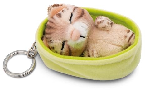 NICI- Porte Dormant Chat Bengal 8 cm Panier Vert Clair-Pendentif Animal câlin Durable avec Anneau métallique pour accrocher aux clés, à la Corde, au Sac et Plus Encore, 49987