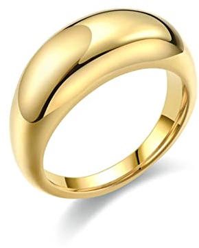 KnBoB 3MM Damen Ringe Edelstahl Ring Gold Poliert Schlicht Schmuck Trauringe Eheringe Größe 52 (16.6)