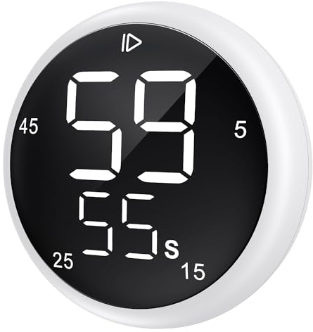 Küchen Smart Produktivität Timer, Magnetischer Digitial, Schreibtisch Timer im Klassenzimmer, ADHD für Kinder, Countdown mit 5 15 25 45 Mins Shortcut Einstellung (Weiß)