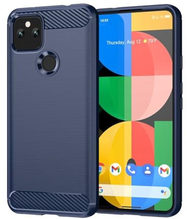 Sidande Hülle für Pixel 4A 5G Case, Pixel5XL G025I hülle, Ultradünne Handyhülle mit stoßdämpfendem Carbon-Fiber-Design aus TPU-Gummi Robuster Schutzhülle für Google Pixel 4A 5G Marineblau