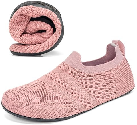 KOWAYI Hausschuhe Herren Haussocken Damen Leichte Geschlossene Hüttenschuhe Atmungsaktive Slipper Cozy Pantoffeln Unisex Barfußschuhe Rosa-FENQUAN-37