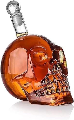 Skull Decanter Liquor, Skull Decanter, Glass Whiskey Decanter, Whiskey Jar, Crystal Skull Glasses, (550ml) For Whiskey, Wine and Spirits (Skull Decanter)