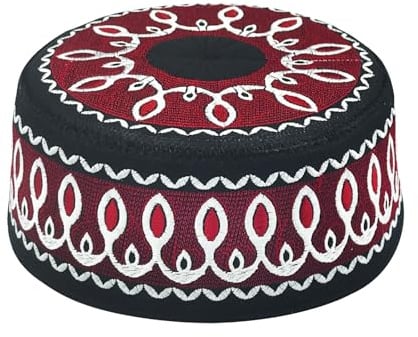Kids Boys Muslim Prayer Hat, Islamic Kufi Hat Knitting Taqiyah Knitted Skull Cap Beanie Embroidered Topi Head Wear for Children 6-10 Years Old