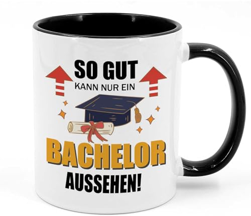 Tarklanda Bachelor-Tasse Geschenk Bachelor Abschluss Tasse mit Spruch So Gut Kann Nur EIN Bachelor Aussehen! Bachelor Geschenk Abschluss Geschenkidee zum bestandenen (Schwarz)
