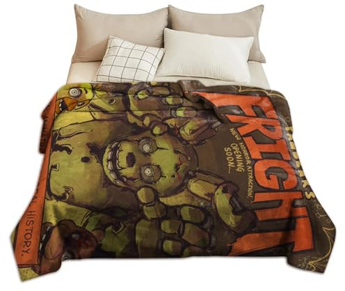 LJFIWY FNAF Decke, Fazbear's Piazzaria Plüschdecke, FNAF-Zubehör, FNAF-Geschenk für Kinder und Erwachsene (Typ 2, 80 x 120 cm)