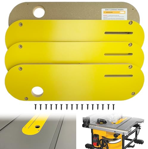 Rolkely Zero Clearance Inserts Compatible with DeWalt DWE7485 with Riving Knife Slot, Precise Cuts with No Tear-out and Helps Improve Dust Flow, Includes Off-set Screws, Easy Height Adjustment, 4-pack