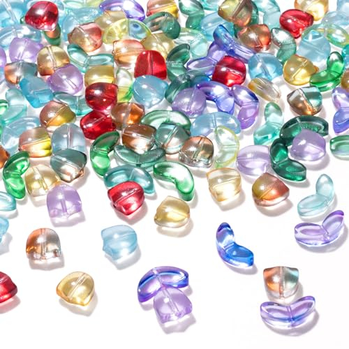 PAGOW 30pcs Czech Glass Tulip Flower Beads, Colorful Handcrafted Loose Beads for DIY Jewelry Making, Spring Summer Valentines Wedding Gifts