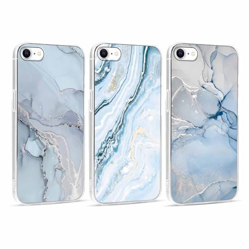 Foonary 3 Stück Hülle für iPhone 7/8/SE 2020/SE 2022 4,7, Handyhülle mit Muster Mädchen Aesthetic Marmor Marmor Muster Motiv Design Case, Silikon Schutzhülle Cover für iPhone SE 3, Marmor 10
