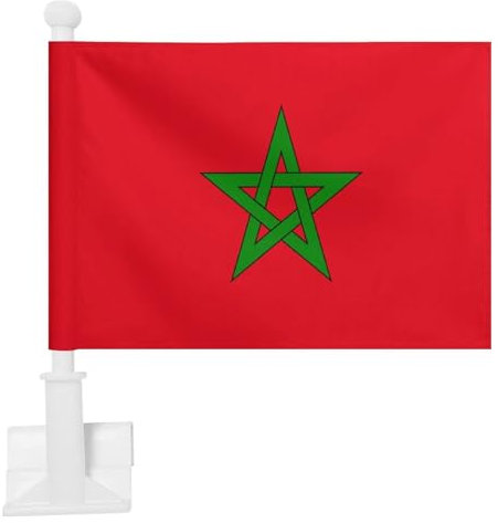 Flags Lot De 2 Drapeaux De Voiture Drapeau Du Maroc – 30,5 X 45,7 Cm Double Face Avec Clip Pour Fenêtre Extérieure, Bannière De Voiture Patriotique, Bannière De Décoration De Drapeau De Jard