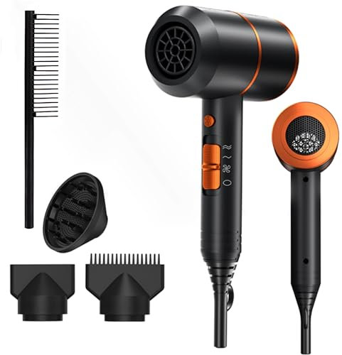 WZ Hair Dryer - UK Edition High-Performance Ionic Hair Dryer with 2-Speed & 3-Heat Settings - Includes Cool Shot Button, 1 Diffuser, 2 Concentrators & 1 Detangling Comb, Salon-Quality for Men & Women