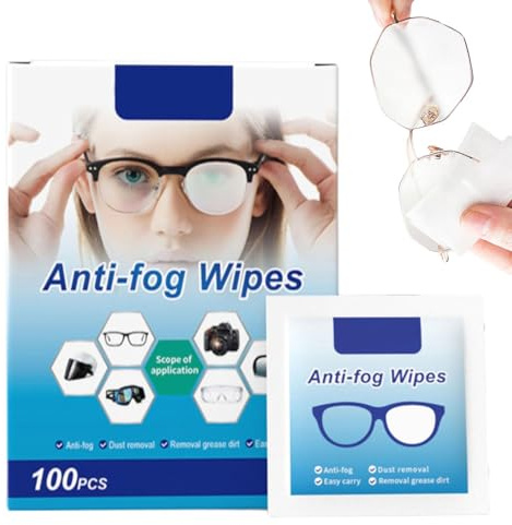 Qiwieod Lot De 100 Lingettes Jetables, Lingettes Antibuée Pour Lentilles, Lingettes Lunettes Nettoyantes Multi Usages, Lingettes Anti-buée Pour Lunettes Lift The Fog, Lingettes Nettoyantes Anti-buée
