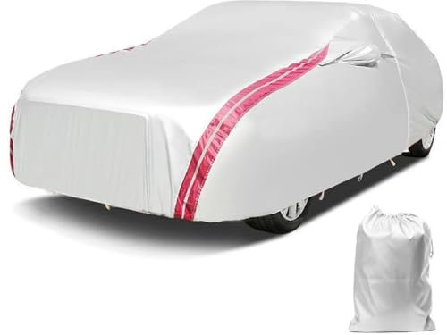 Atmungsaktiv Autoplane für Ford Fiesta (1989-1997), Schnee Regen Allwetterschutz wasserdichte Vollgarage Autoplane Mit Reißverschlusstür