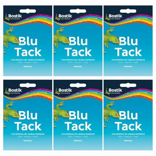 Blu Tac x 6 Multipurpose Reusable Non Toxic Adhesive, Blue Colour Patty, Office Stationery, with Welari Thank You Card | (6pack)