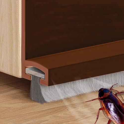 Vingspina Burlete de puerta marrón 100 cm, sello para protección contra el sonido, frío, humedad e insectos, silicona para puertas, color marrón