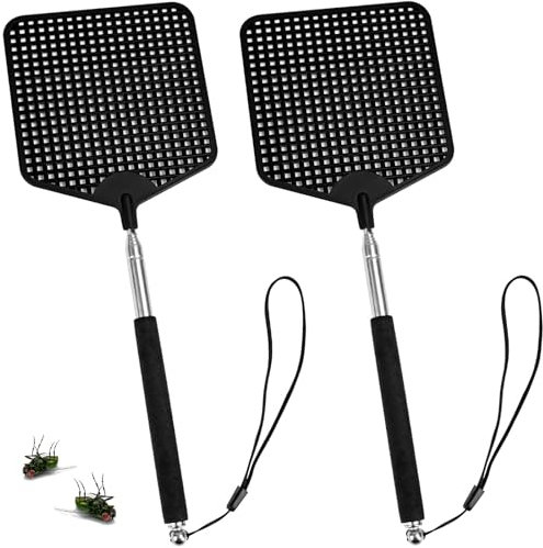 NISENTIA Fliegenklatsche Ausziehbar | 2 Stück Fly Swatter, Teleskop Fliegenklatsche Stabil, Fliegenklatsche für Abwehren von Fliegen, Wespen, Mücken und Anderen Insekten