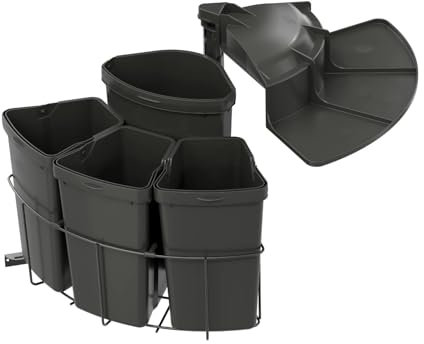 Abfallcenter Nr. 4 Schwenkeimer 3x 9 und 12 Liter anthrazit | praktischer Mülleimer | Mülltrennung | platzsparend | robust | modern | Küchenorganisation | Abfallsammlung | langlebig | umweltfreundlich