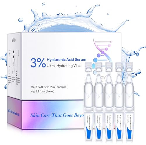 Tubi Di Acido Ialuronico, 3% Siero Acido Ialuronico Fiale Ultra Idratanti Per Viso E Pelle | Pre-Trucco Skincare | Siero Anti-Aging Per Pelle Sensibile, Serum Viso Idratante Profondo - 30Pcs/Box