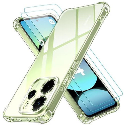 ivoler Klar Hülle für Xiaomi Redmi Note 14 4G (Nicht für Xiaomi Redmi Note 14 5G) mit 2 Stück Panzer Schutz Glas, Transparent Stoßfest Schutzhülle Dünne Weiche TPU Silikon Durchsichtige Handyhülle