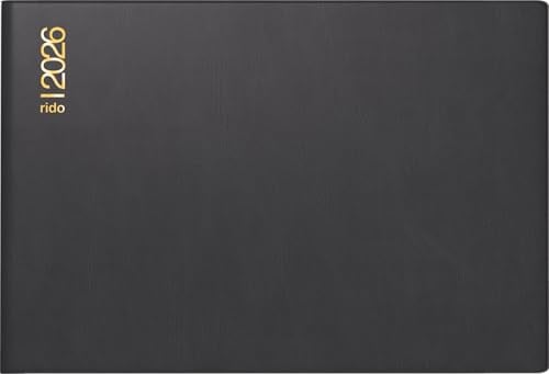 rido/idé Taschenkalender Mod. Septimus 2026 | A6 quer, Kunststoff, schwarz