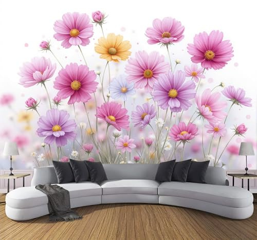 Fototapete - Seide Aquarellblumen 150 x 105 cm - Foto Tapete Schlafzimmer Wohnzimmer Wandtapete Bildtapete Wand Dekoration - Blumen auf dem Land