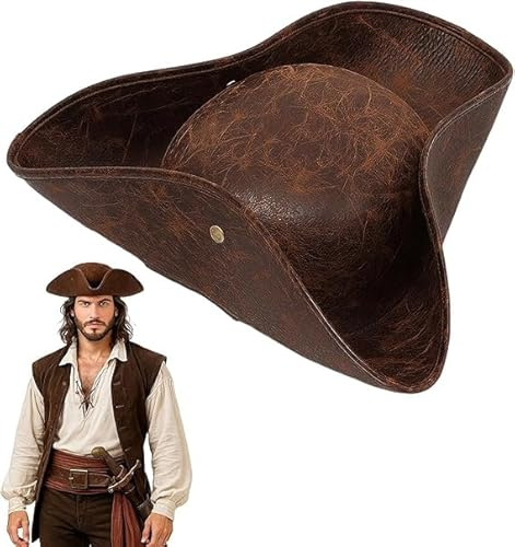 DvBCNMe Piratenhut Für Erwachsene, KapitäN-Kleidung-ZubehöR, Mittelalterliche Kolonialstil Piraten-HüTe, Rollenspiel-Make-Up-ZubehöR FüR Halloween-Themenparty