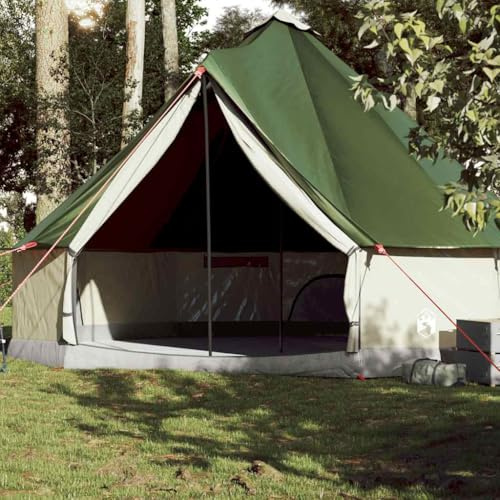 Tipi-Familienzelt für 10 Personen, Grün, Wasserdicht, 500x500x300 cm, mit E-Anschluss und 3 Aufbewahrungstaschen, Ideal für Camping und Outdoor-Abenteuer