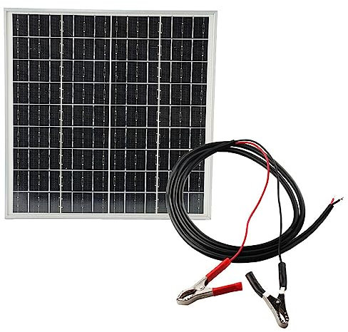 Solarmodul 12V 20W mit Kabel 150cm Solarpanel Solarzelle Monokristallin Photovoltaik Solar Modul Panel Krokoklemmen
