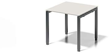 BISLEY Cito Schreibtisch, 650-850 mm höheneinstellbares U-Gestell, Metall, Gw334 Dekor Grauweiß, Gestell Anthrazitgrau, 80 x 80 x 85 cm