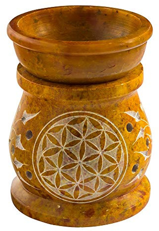 Unbekannt Aromalampe Blume des Lebens des Lebens Speckstein Ocker 6x8cm
