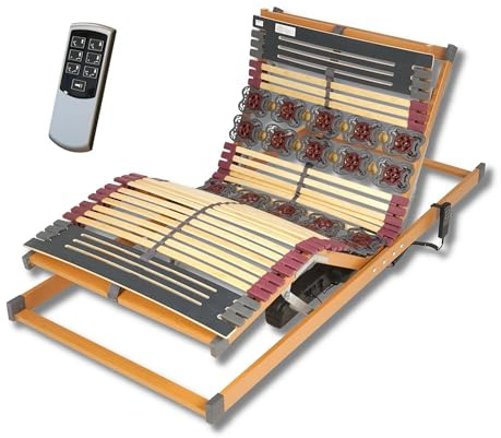 FMP | 7 Zonen Teller Lattenrost Rhodos EL | Komfort | 90x210 cm | Kopf- und Fußteil elektrisch verstellbar | Funkfernbedienung | fertig montiert | elektrische Lattenroste