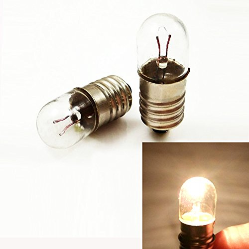 Lot de 10 ampoules à vis miniature E10 12 V T10x28 Blanc chaud, 12V 0.1A (1.2W), E10